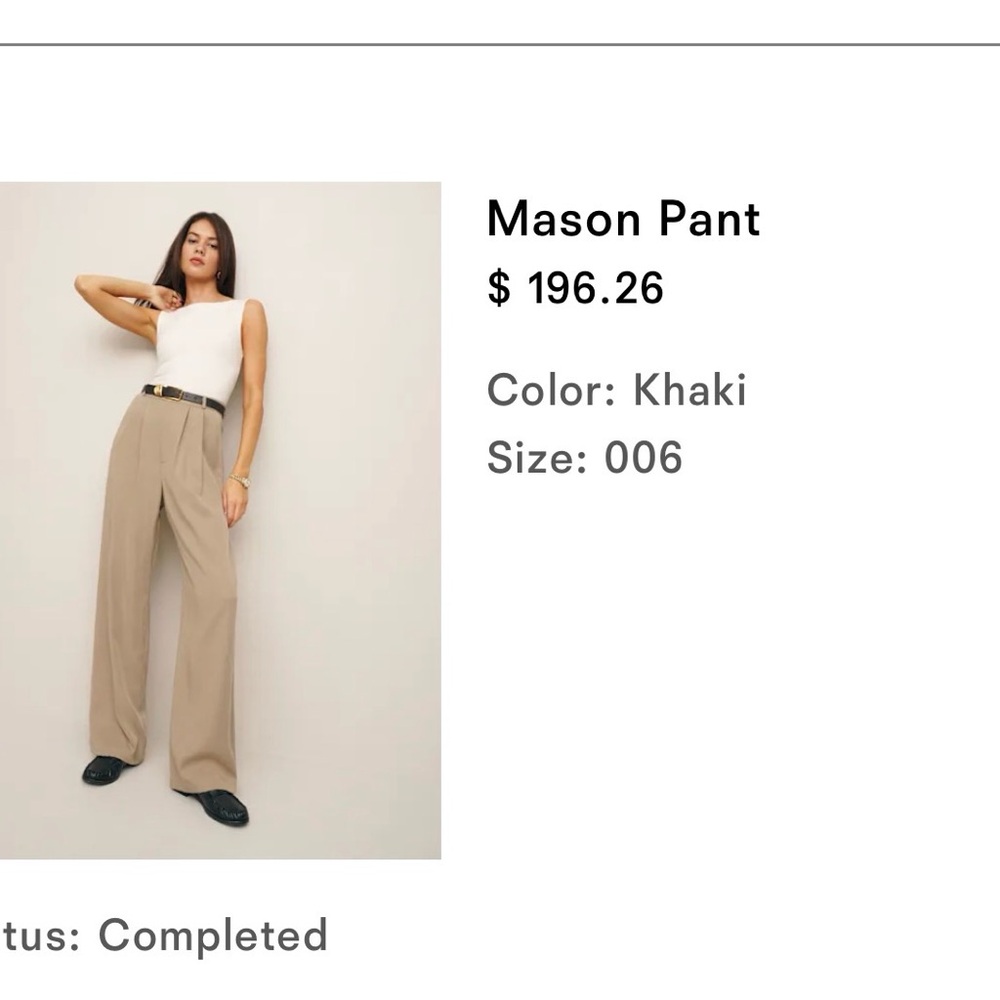 Reformation Khaki Wide-Leg Trousers
